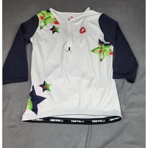 Castelli Rosso Cycling Jersey Adult L White Quarter Zip Lightweight Outdoor Bike